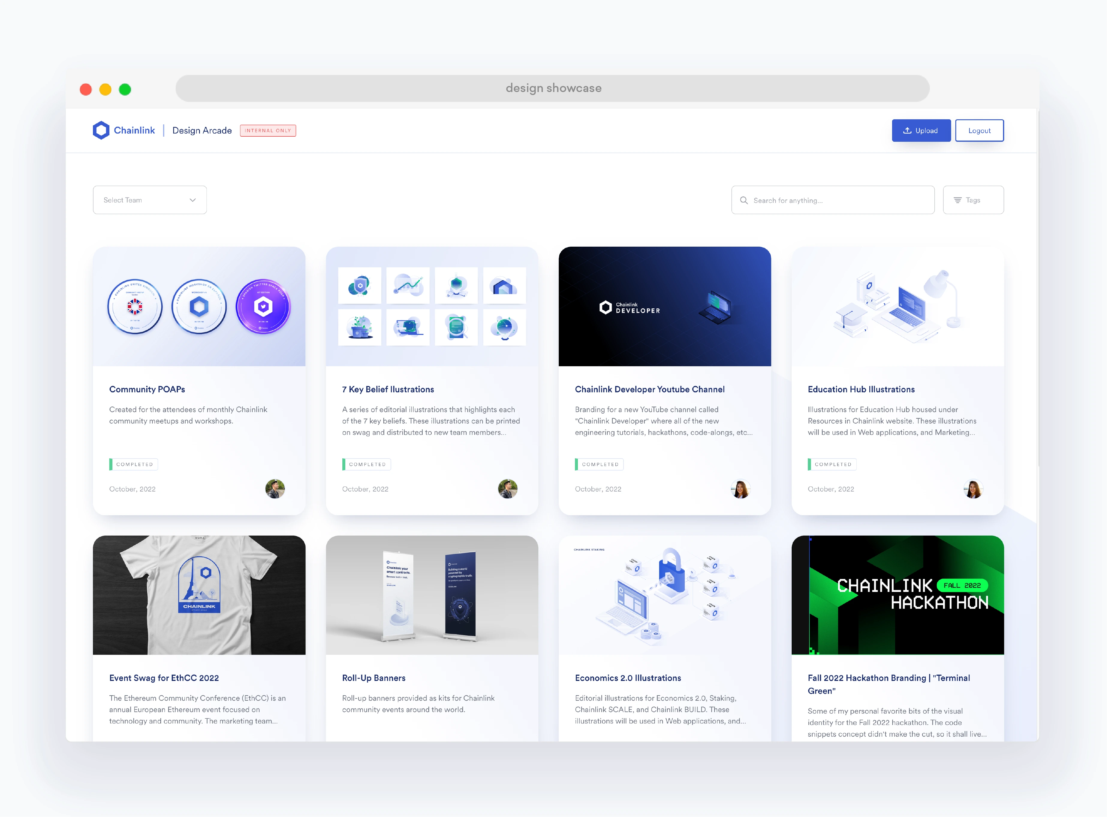 Design Showcase, home page web design