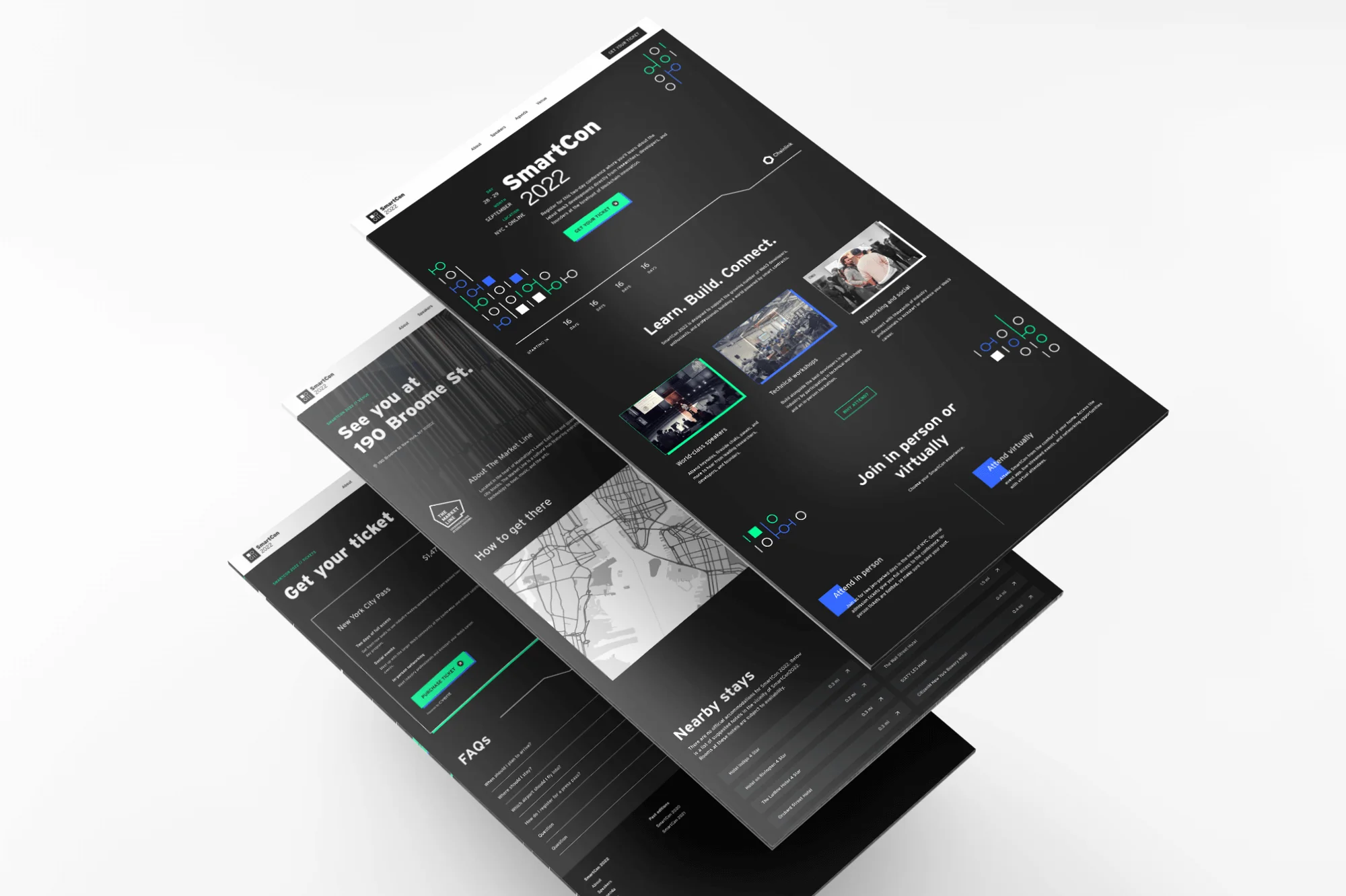 SmartCon 2022, website mockup showing different screens