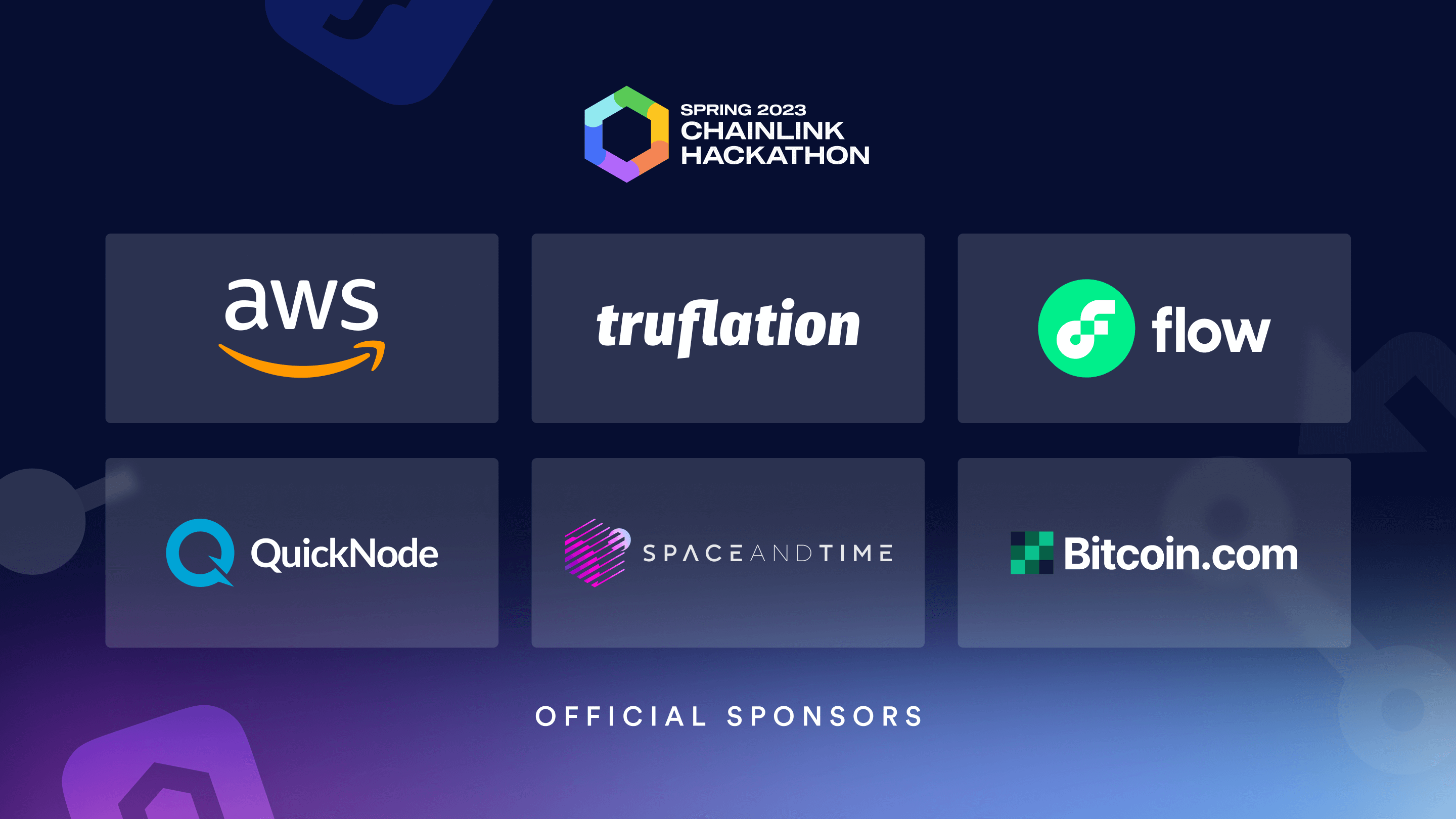 Chainlink Hackathon Spring 2023, banner showing sponsor logos