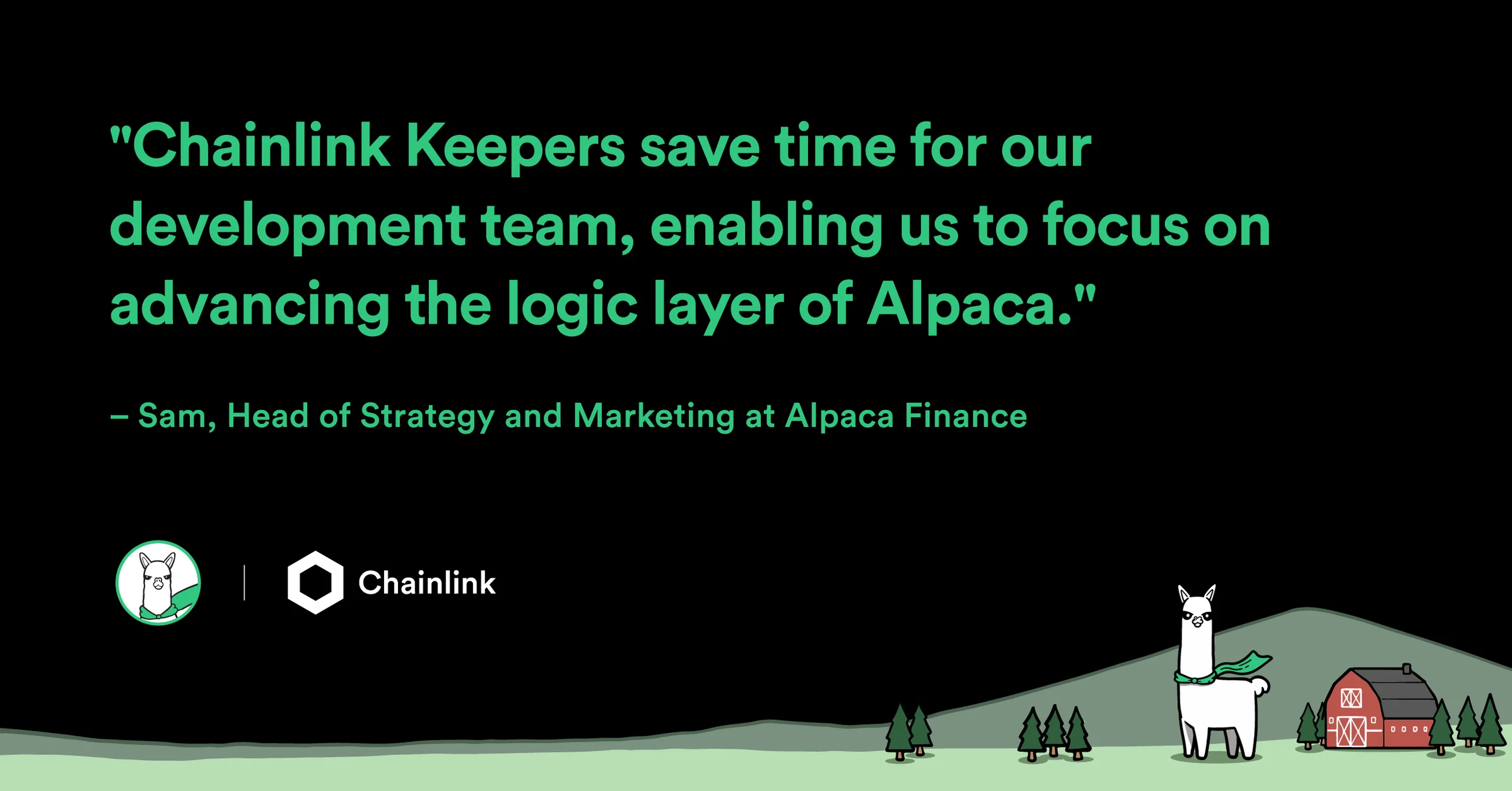 Chainlink brand, aplaca finance quote card