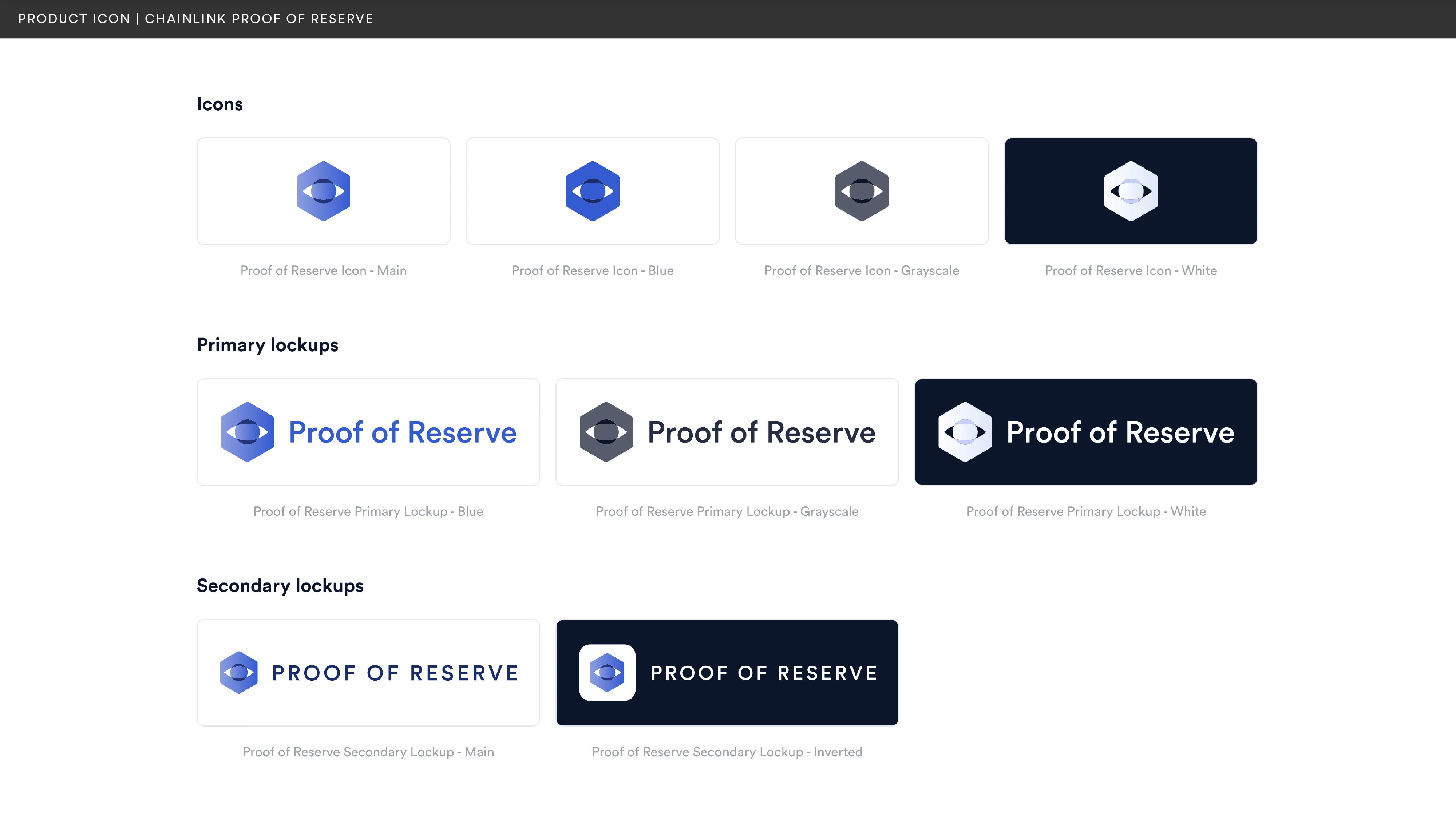 Chainlink brand, proof of reserve product icons 