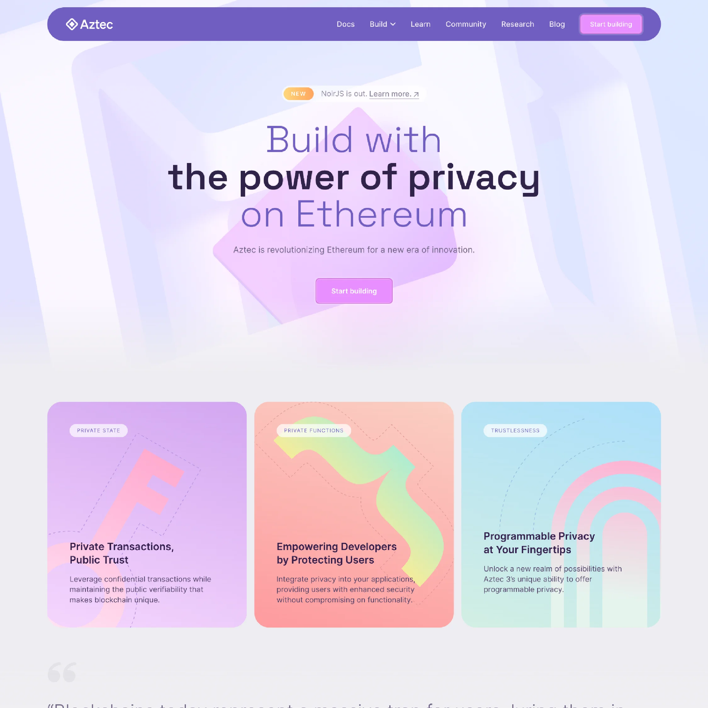 aztec home page preview