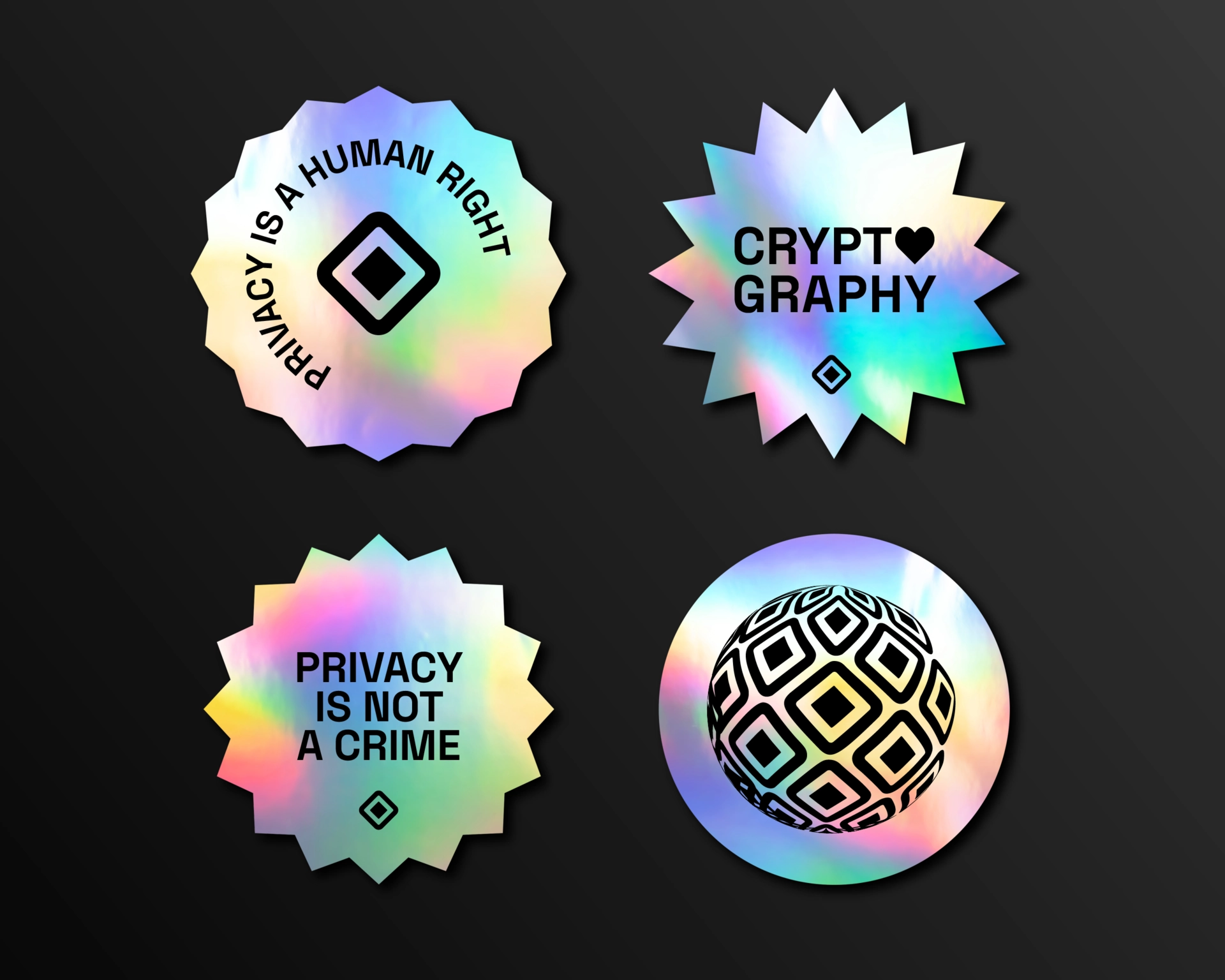 aztec various holographic stickers mockup