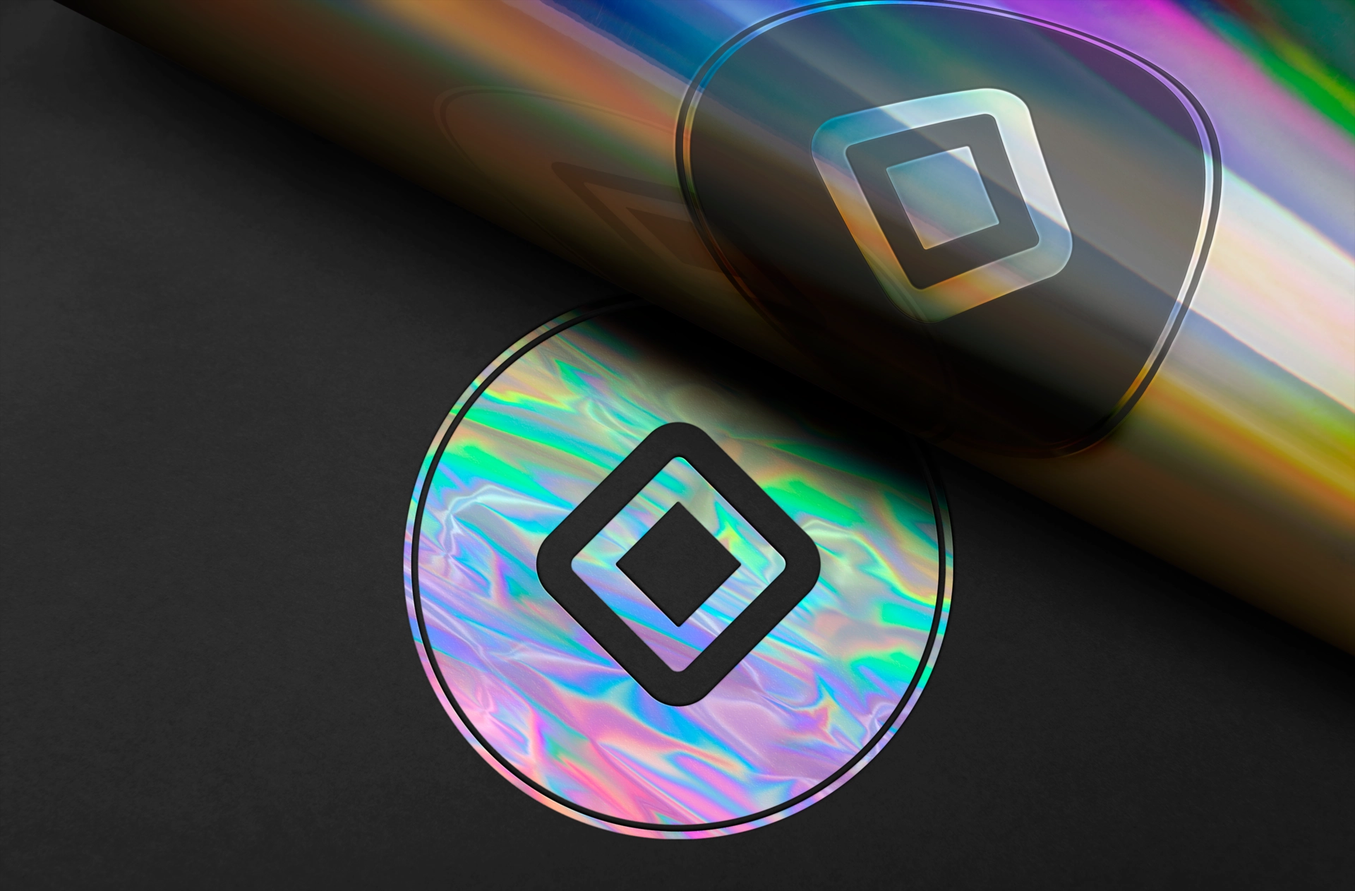 aztec lgo holographic sticker mockup