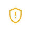 Yellow shield outline with an exclamation mark inside on a white background.