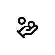 Icon of a hand holding a person symbol representing customer support or care.
