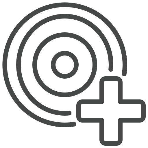 Target icon with a plus sign indicating addition or increase.