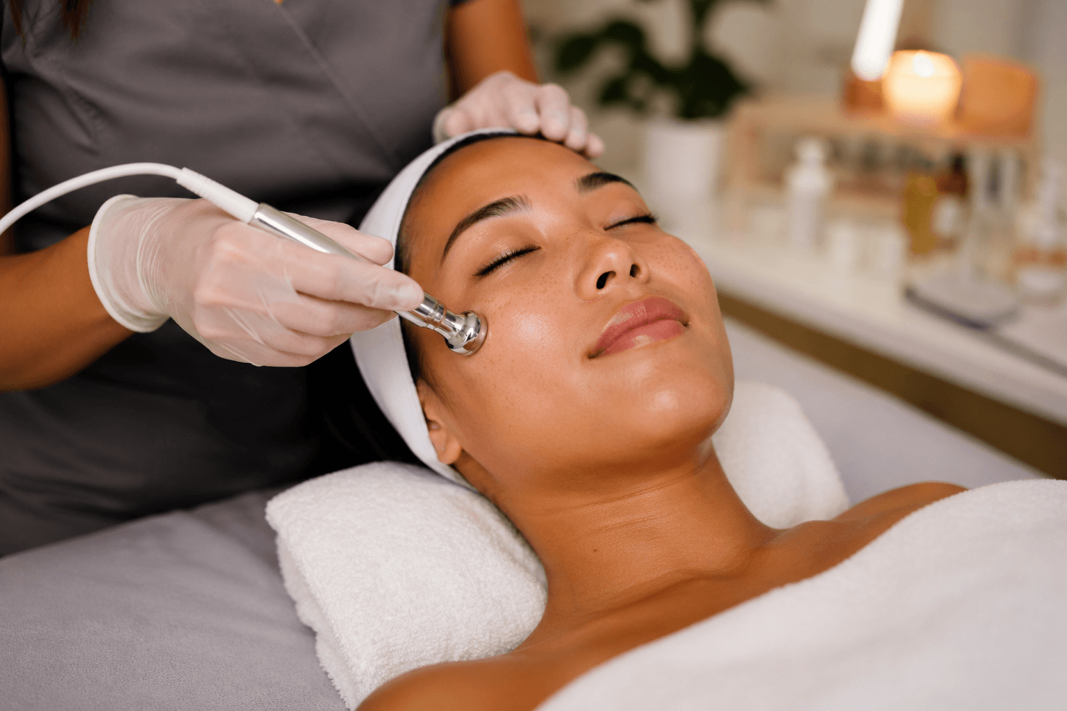 woman receiving medical facial treatment in Honolulu Hawaii medispa setting