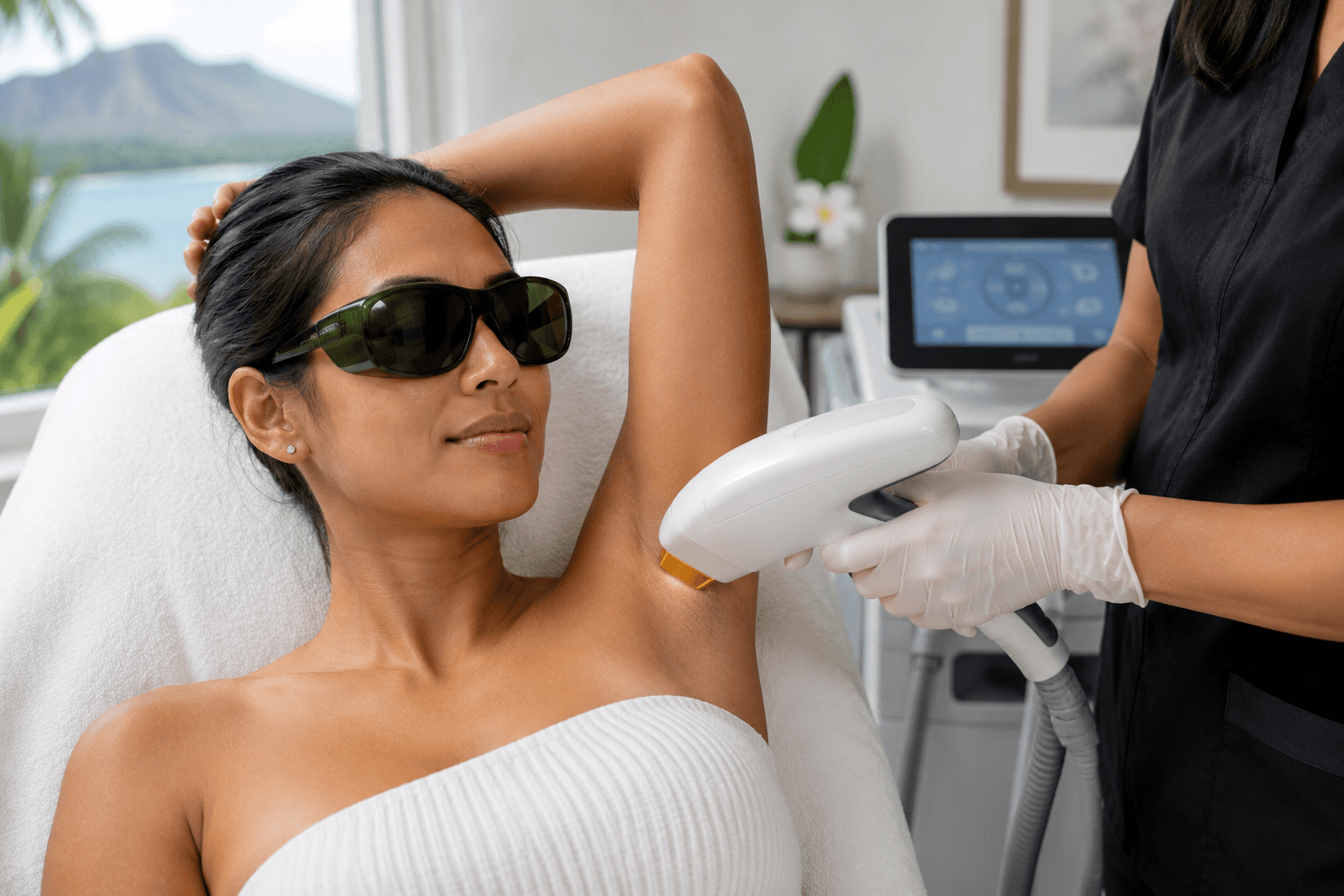 Laser hair removal treatment concept for skin types in Honolulu, Hawaii