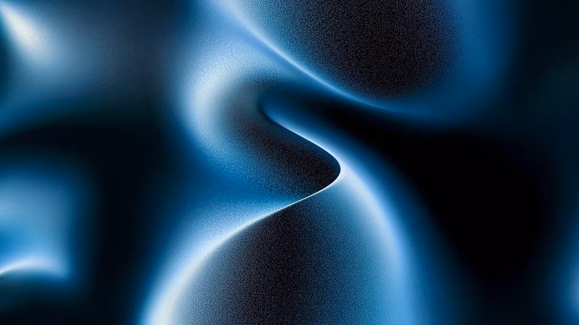 Motif abstrait ondulé en dégradés de bleu et noir avec texture granuleuse.