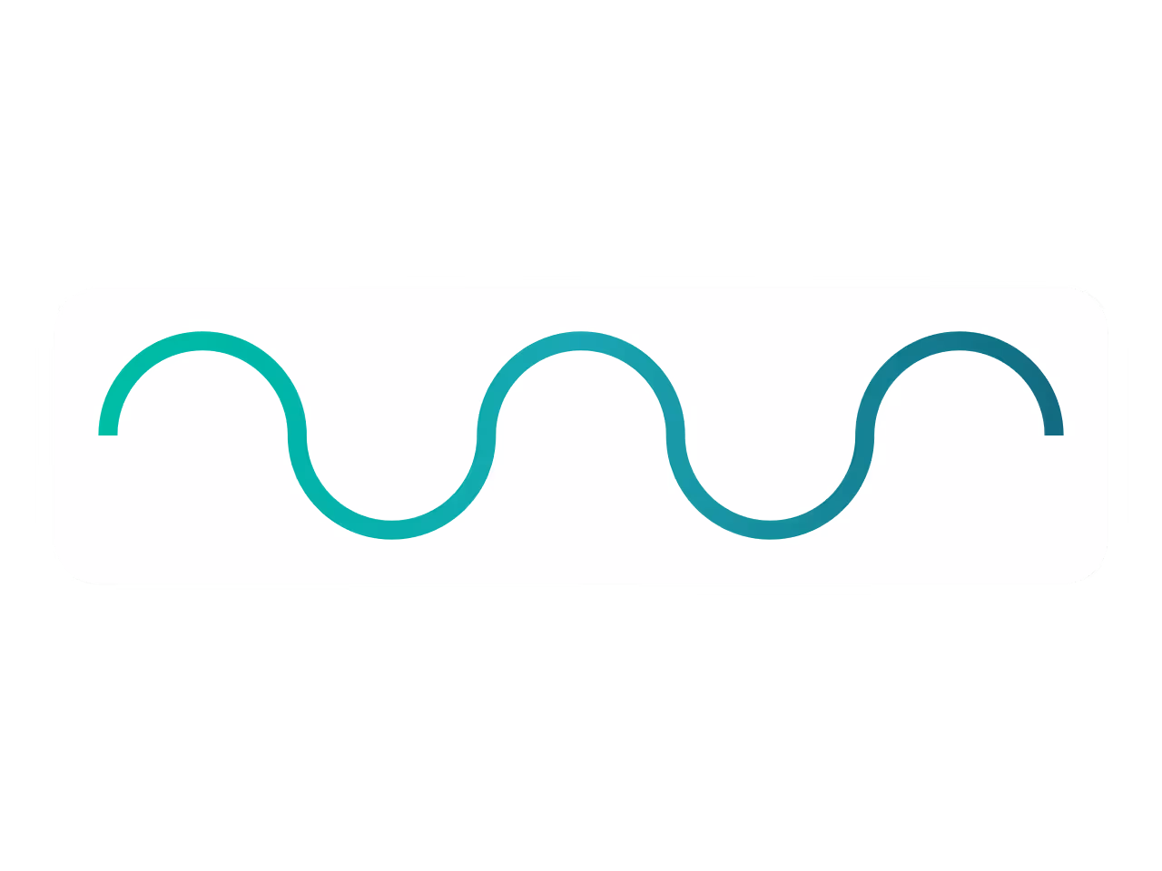 Smooth teal-blue wavy line with four arches on a white background showing methods to decarbonize
