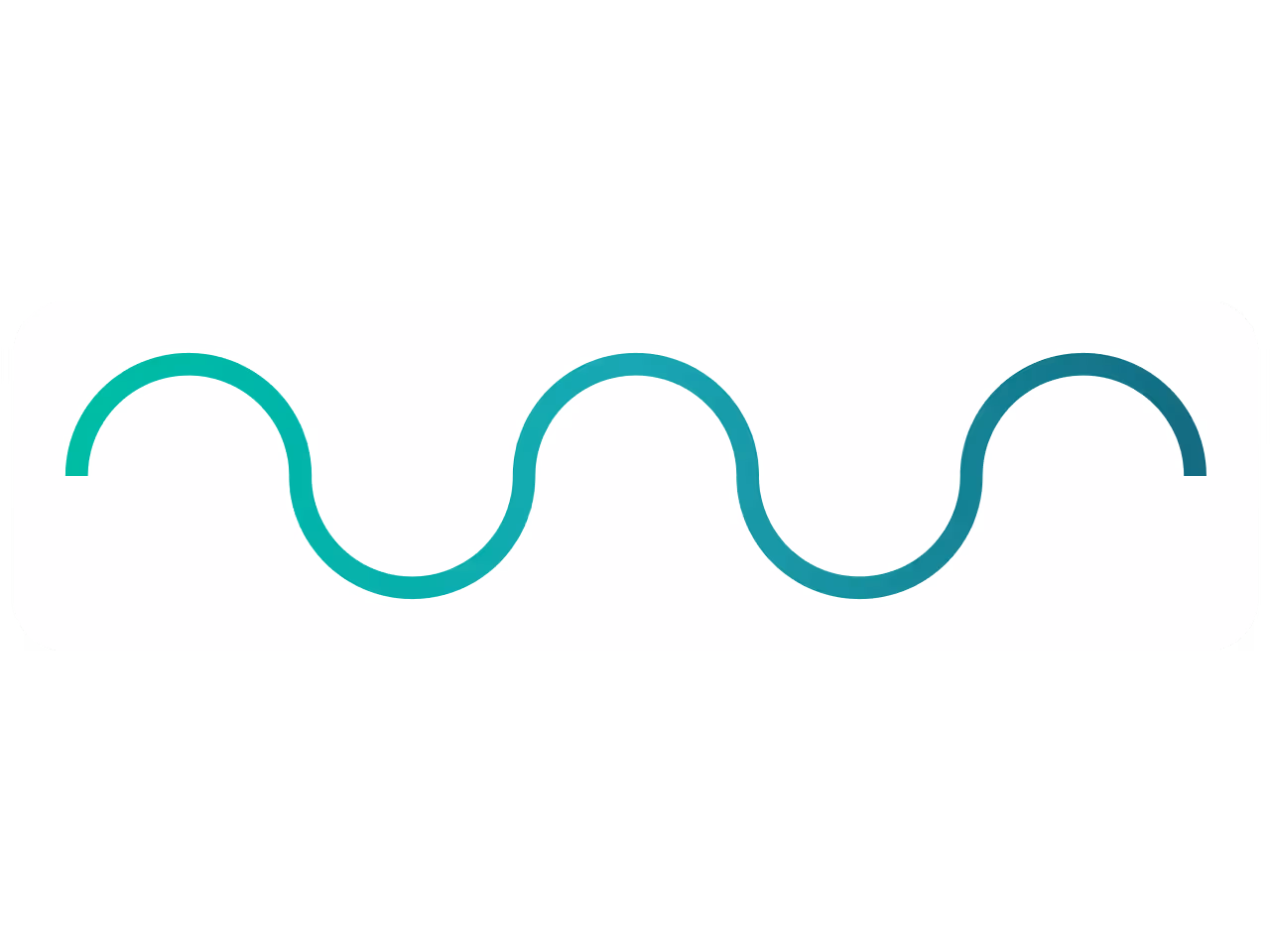 Smooth thick teal wave line with four arches on a white background showing methods to decarbonize