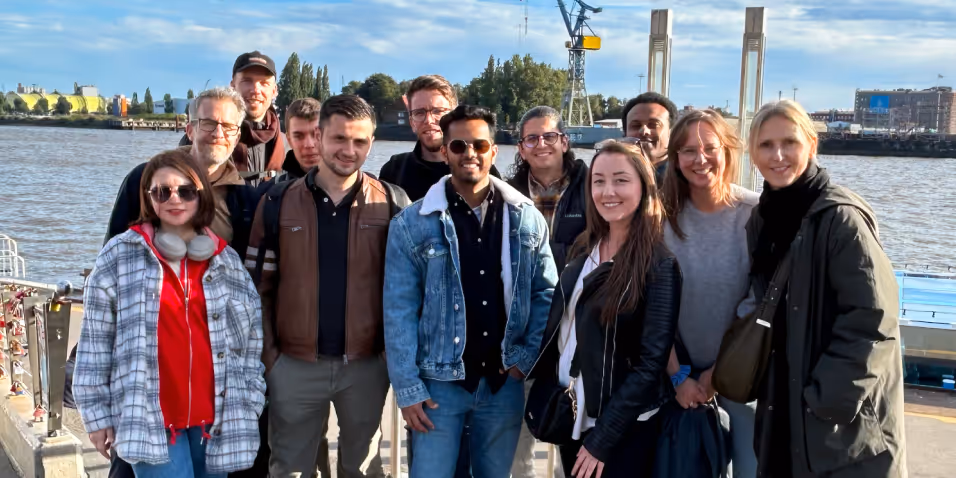 shipzero team members enjoying a team event at the port of Hamburg