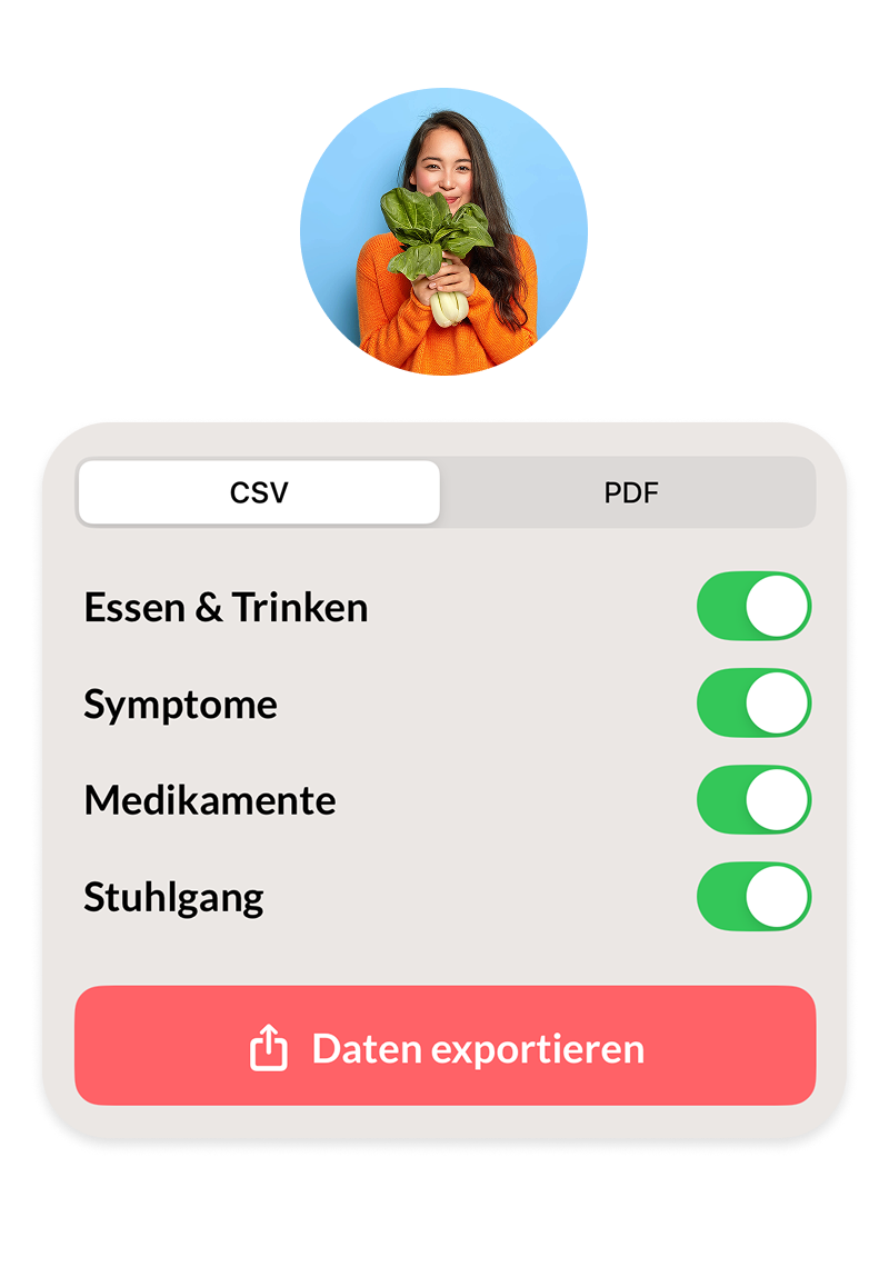 Exporteinstellungen von Eatrack iOS App