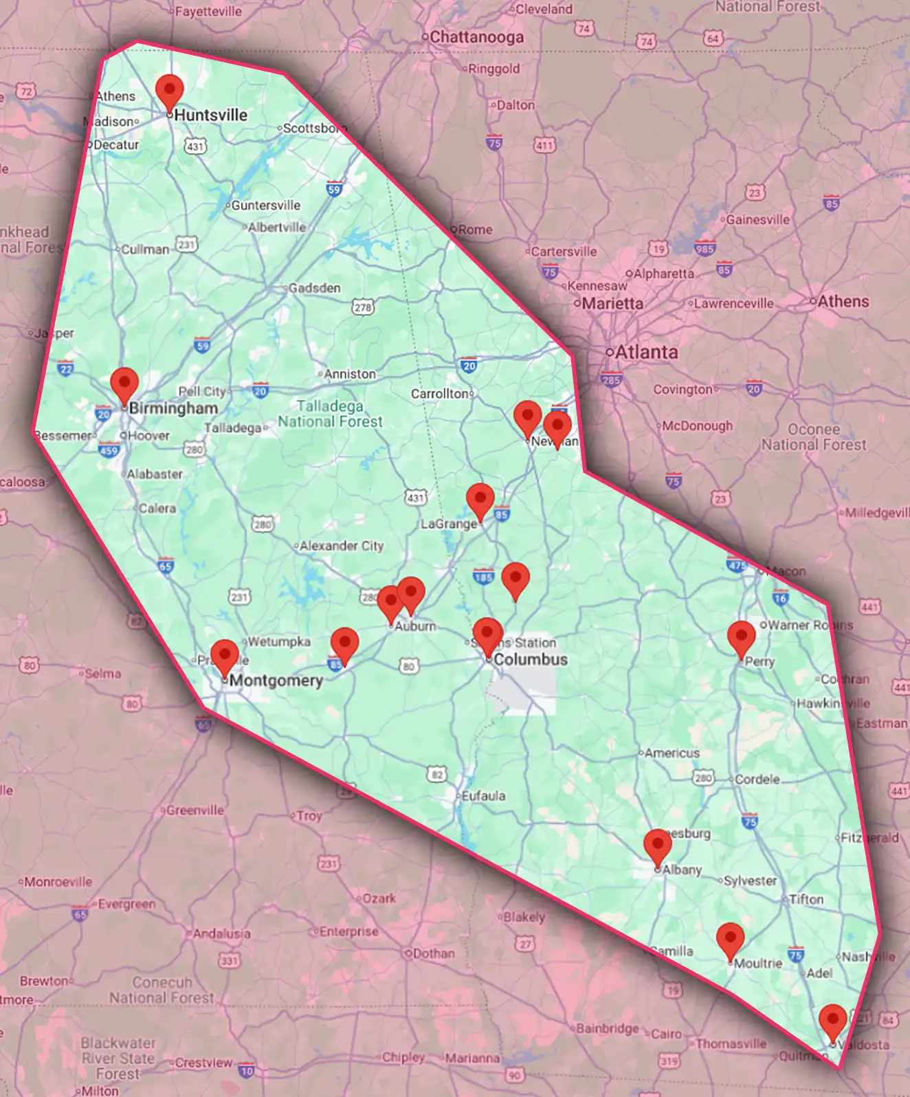 iGreen Solutions INC Service Area Map