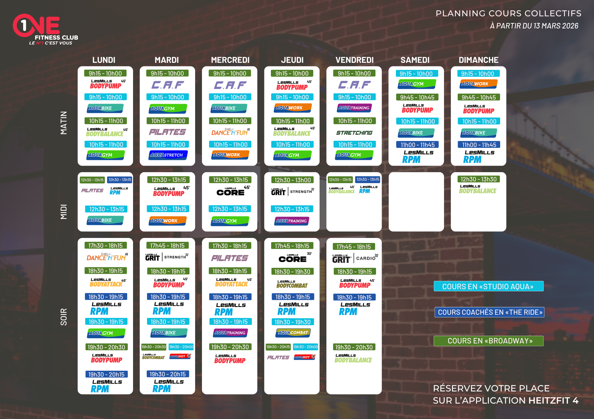 Planning cours collectifs