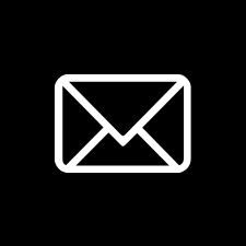 White envelope icon representing email on a black background.
