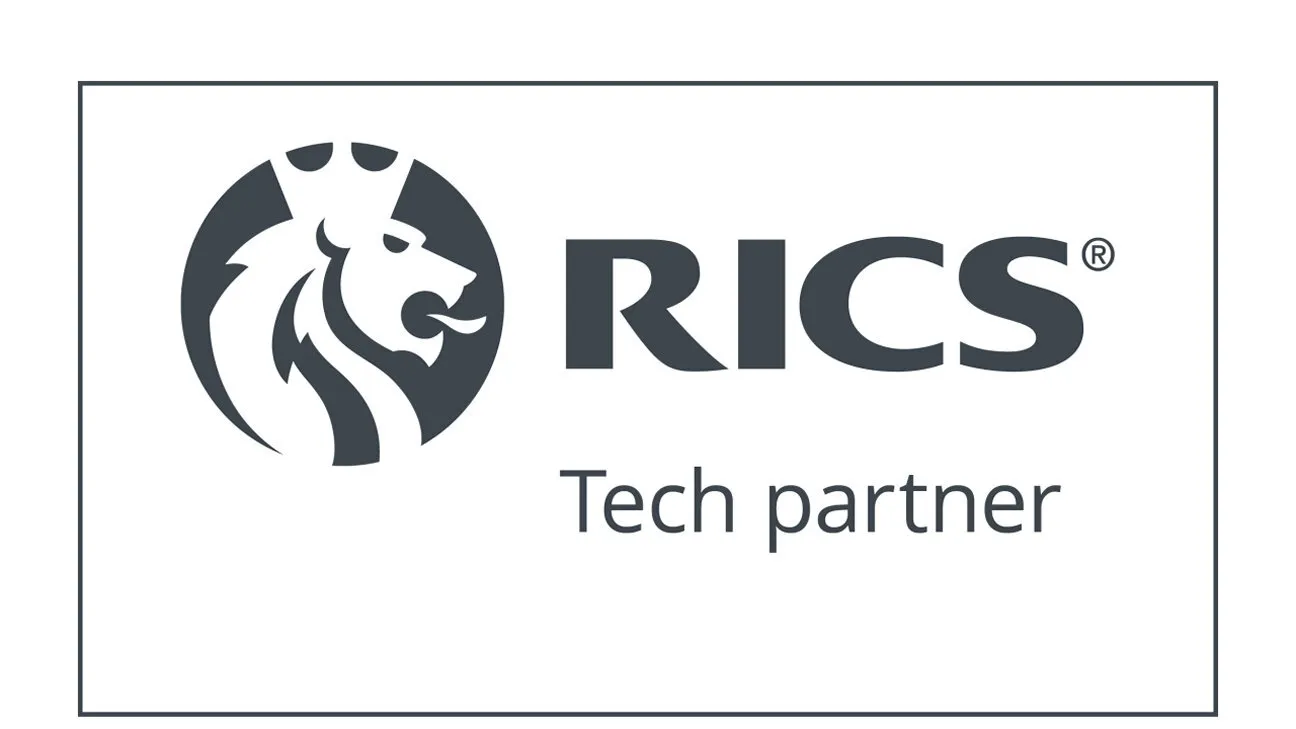 RICS logo with lion head and text 'RICS Tech partner'.