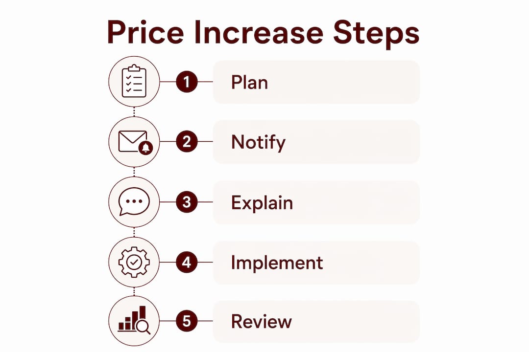 Infographic showing salon price increase steps