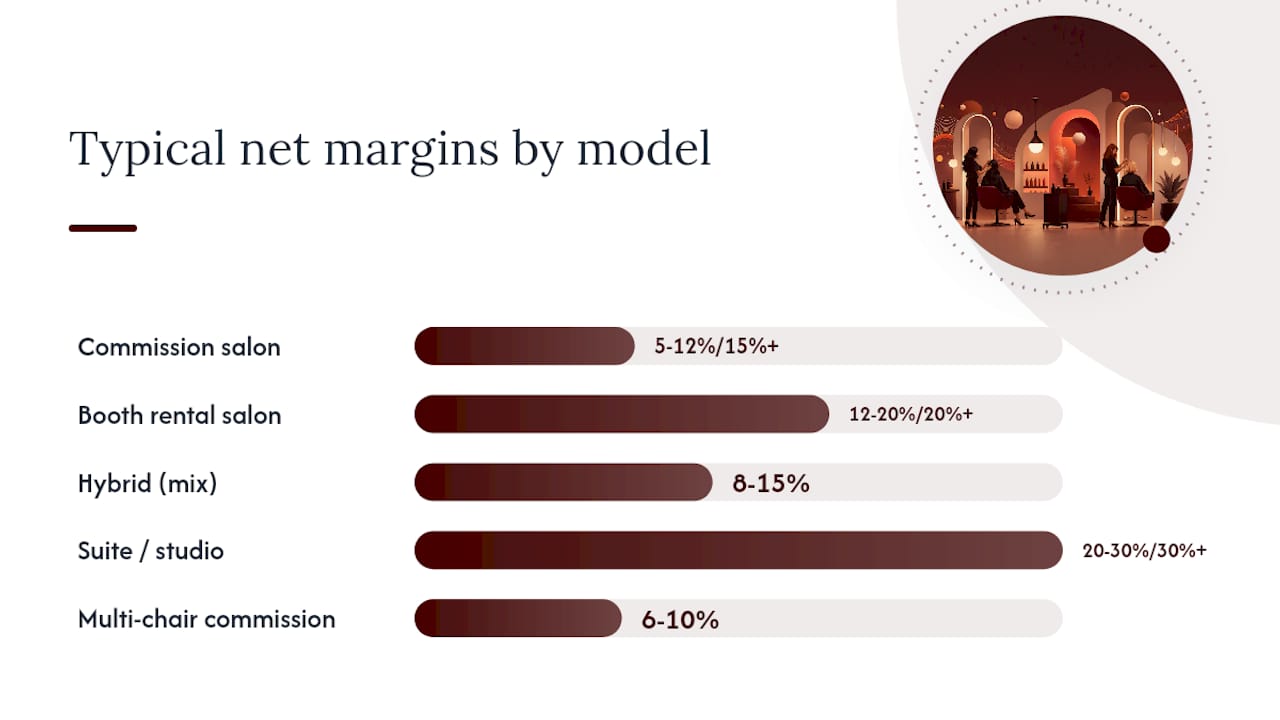 Comparison of profit margins by salon business model
