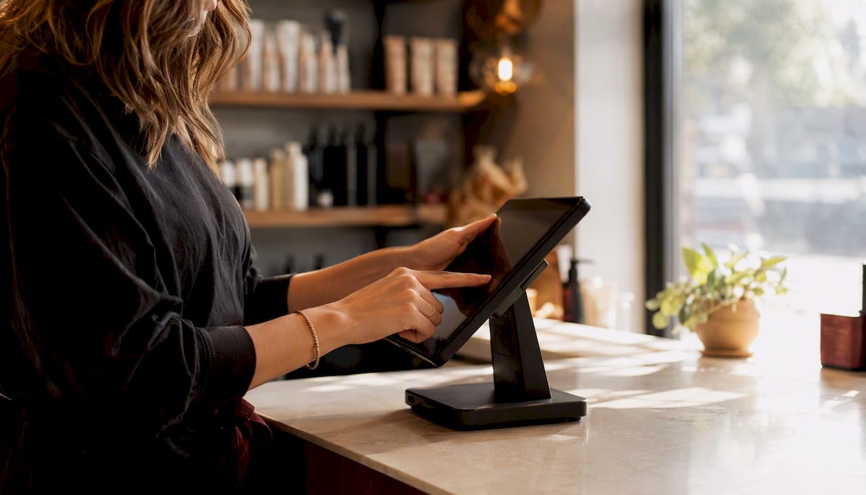 Hands syncing booking with sales system