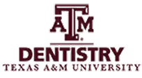 Texas A&M University Dentistry logo with a stylized 'ATM' above the word Dentistry and Texas A&M University below.