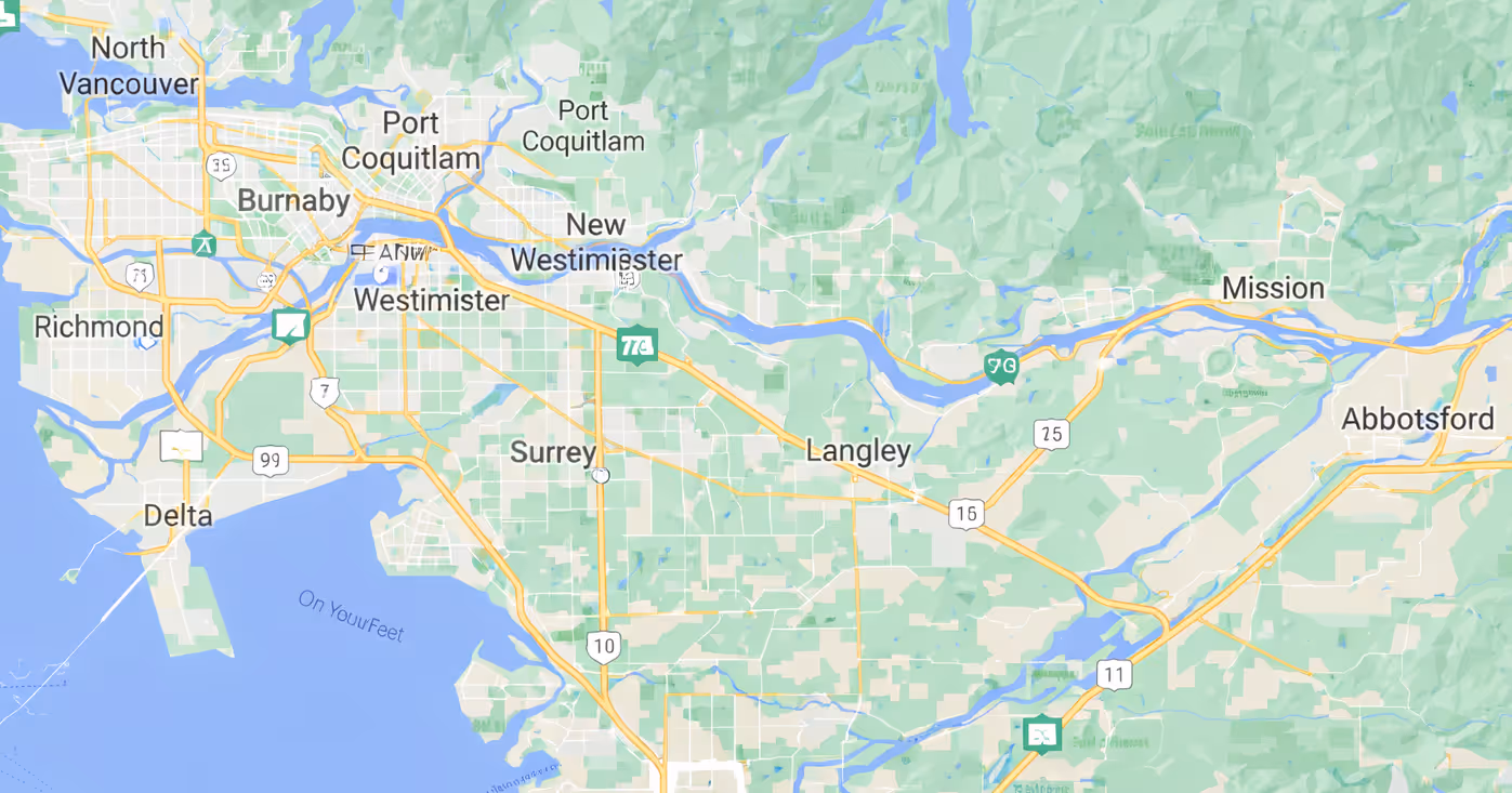 BC fireplace repair service area map