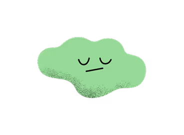 Green cloud shape with closed eyes and a straight mouth, expressing a neutral or calm emotion.
