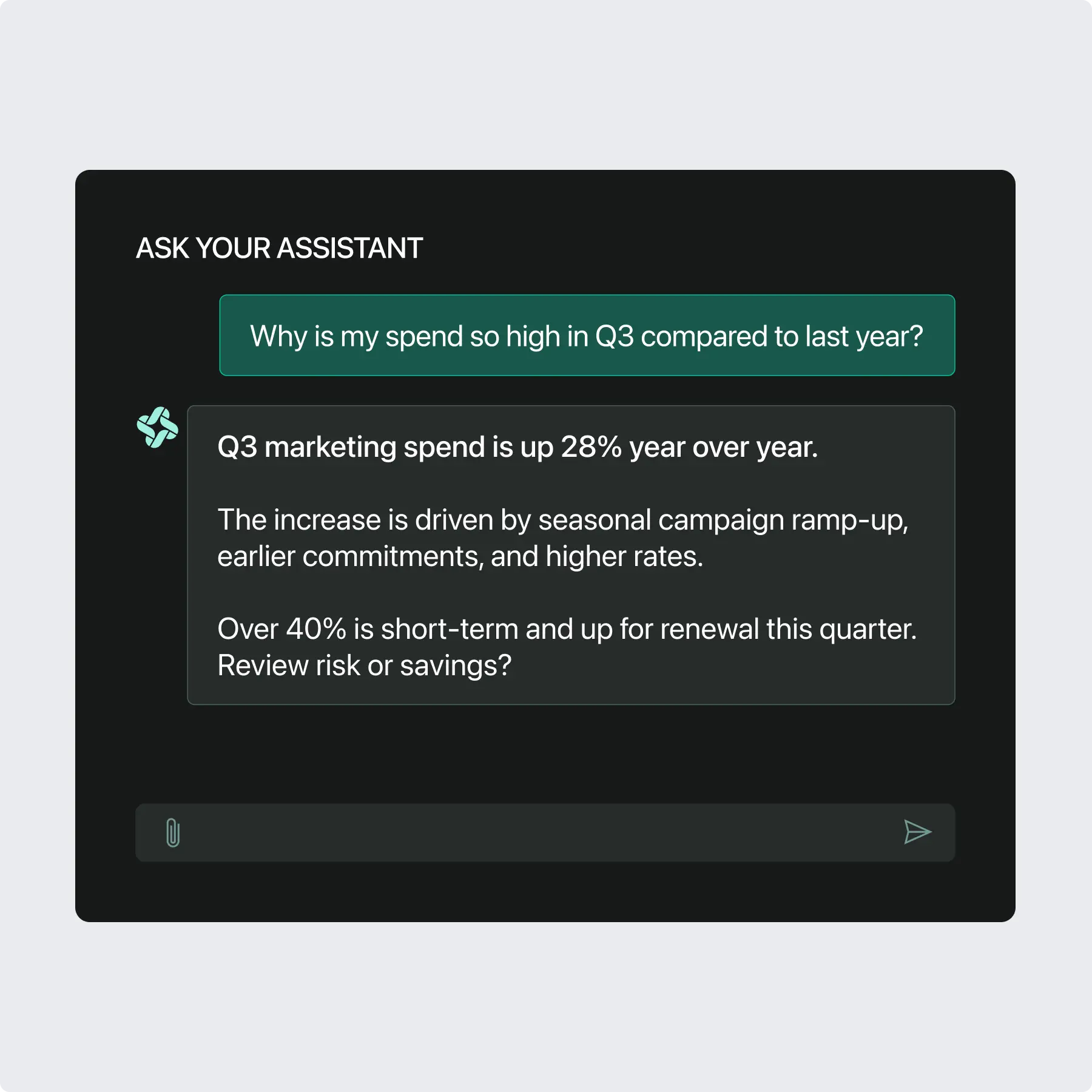 Screenshot of Suplari's AI Assistant