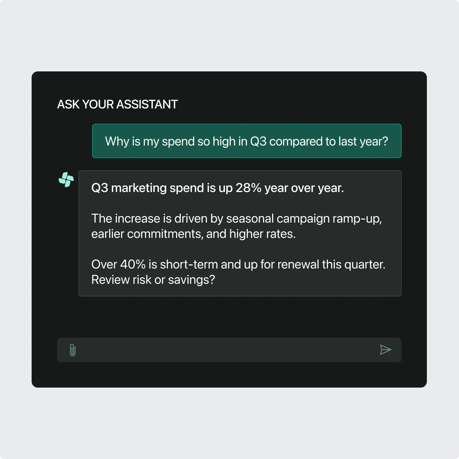 Screenshot of Suplari's AI Assistant
