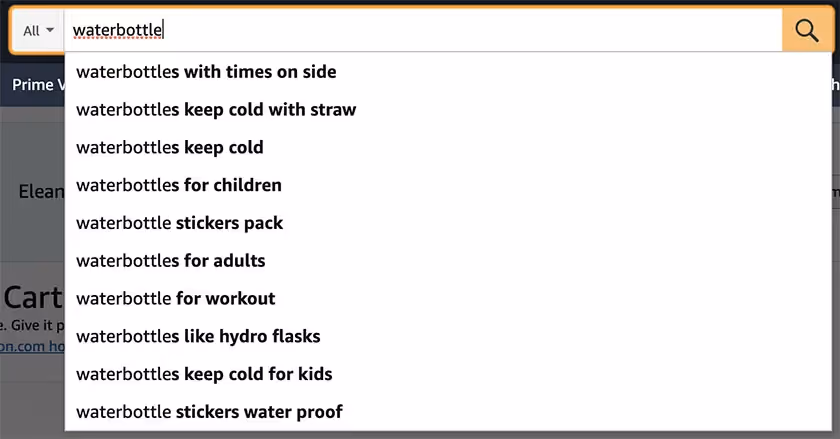 waterbottle amazon search engine