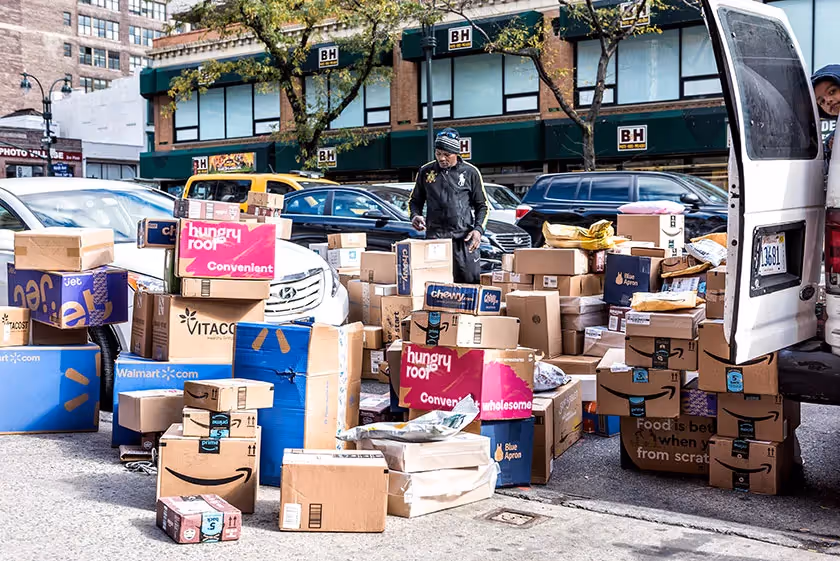 shipping boxes loading into truck