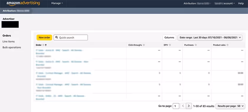 Amazon Advertising New Orders