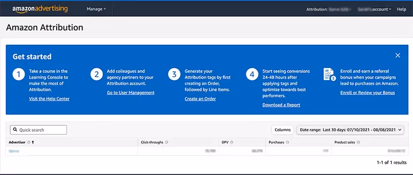 Amazon Attribution Start
