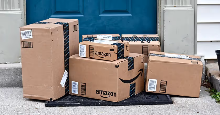 Amazon boxes on doorstep