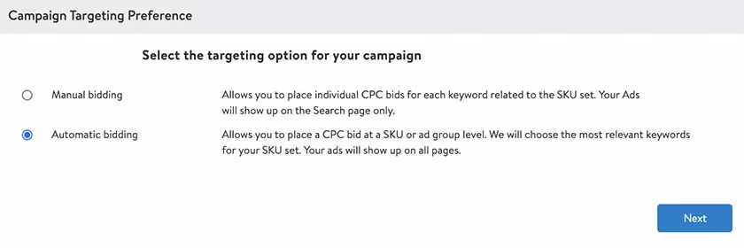 campaign targeting preference Walmart