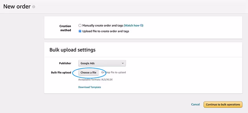 bulk upload settings