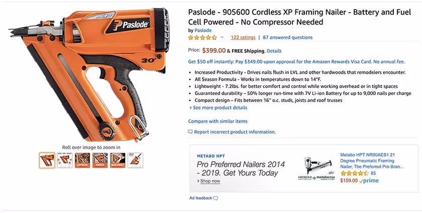 power tool Amazon listing