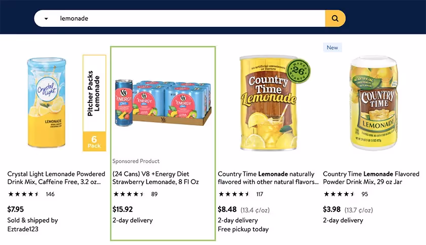 Walmart lemonade example image