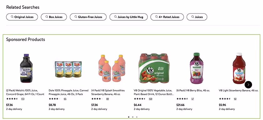 sponsored images on Walmart