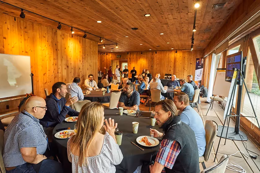 executives networking and eating