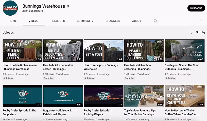 bunnings warehouse on youtube