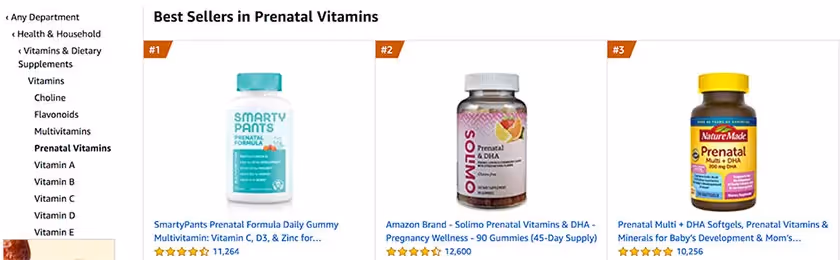 prenatal vitamins on Amazon