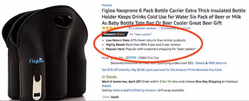 amazon choice badge on product