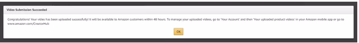 video submission success