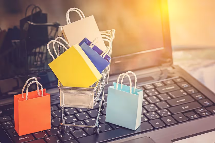 shopping backs on computer