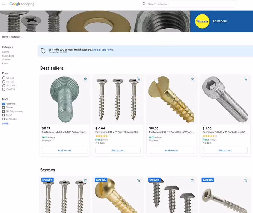 google shopping screws