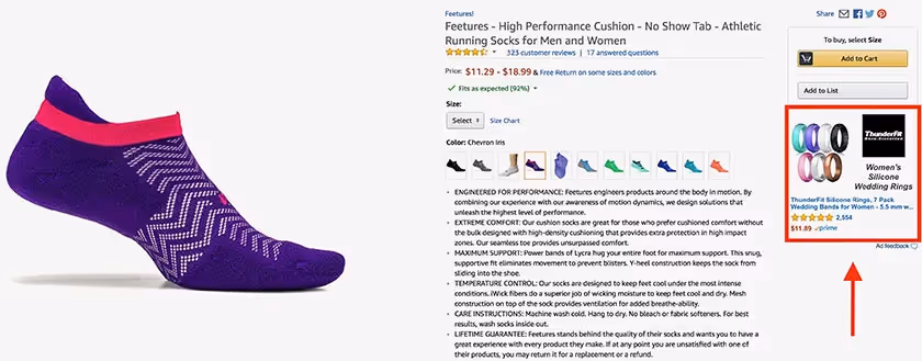 amazon feetures listing