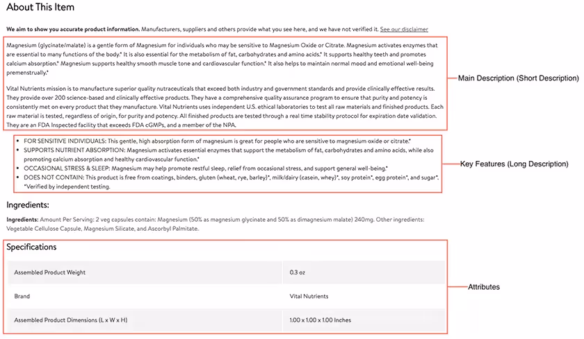 Walmart Product Descriptions