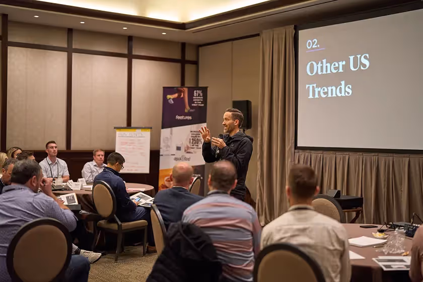 man presenting trends